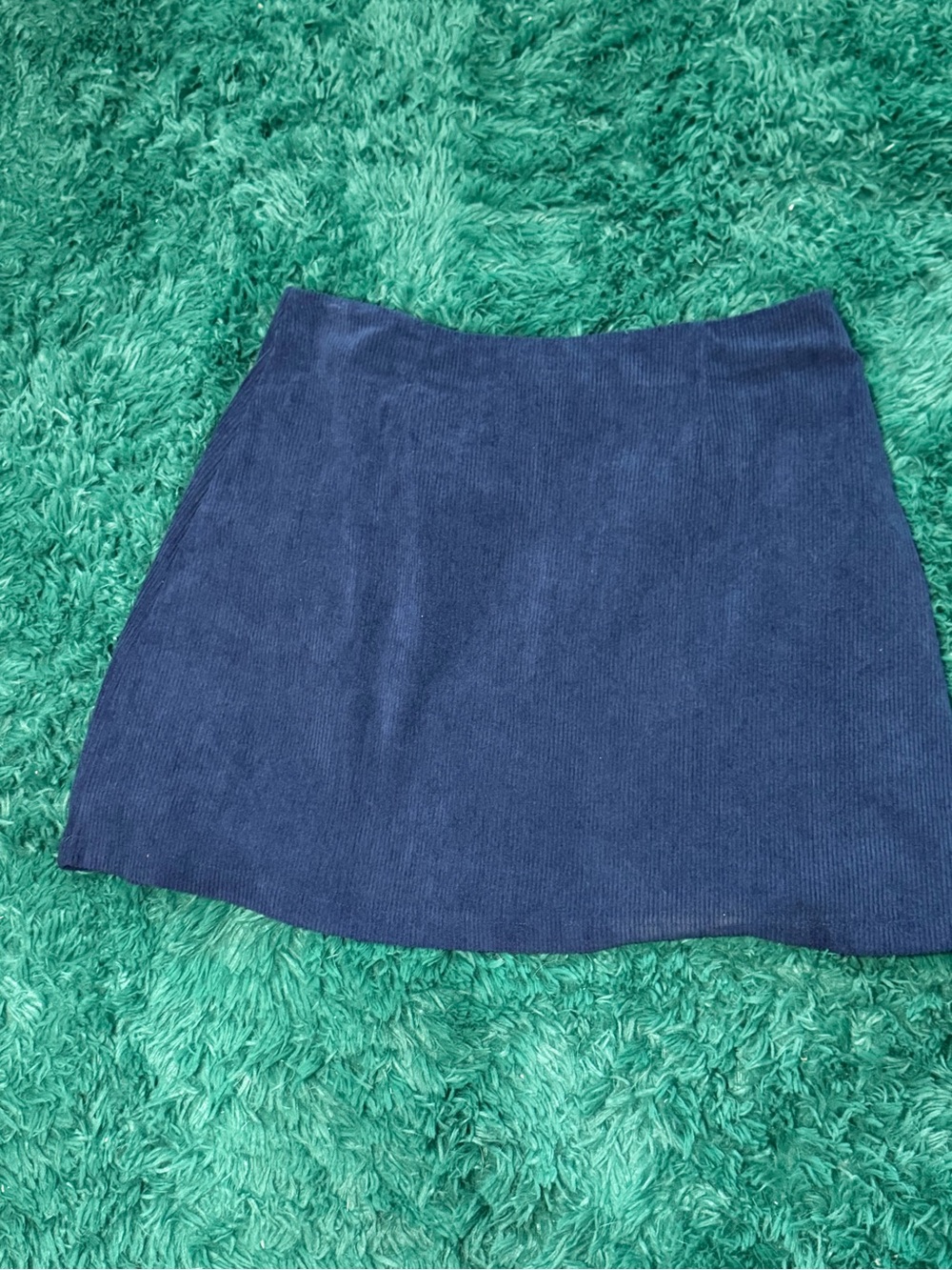 Navy Ribbed Mini Skirt - Women's Classic A-Line